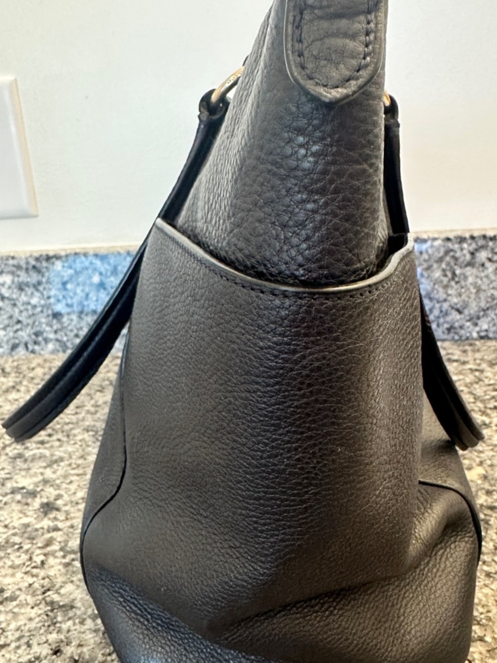 Coach Town Tote Navy Pebbled Leather Zip Top Shoulder Bag Large Work - Picture 7 of 11